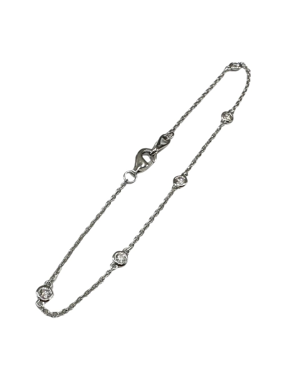 Diamond Station Bracelet in 14kt White Gold – 0.33ctw, 7in, New